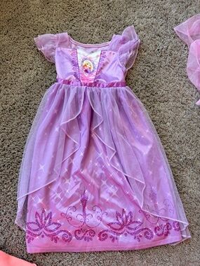 Disney Rapunzel Girls' Pink Princess Nightgown Dress with Tulle Overlay